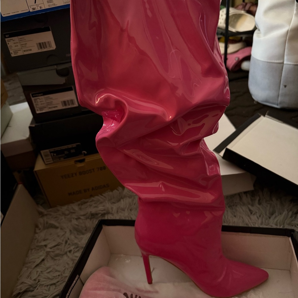 PrettyLittleThing Hot Pink Heeled Boots